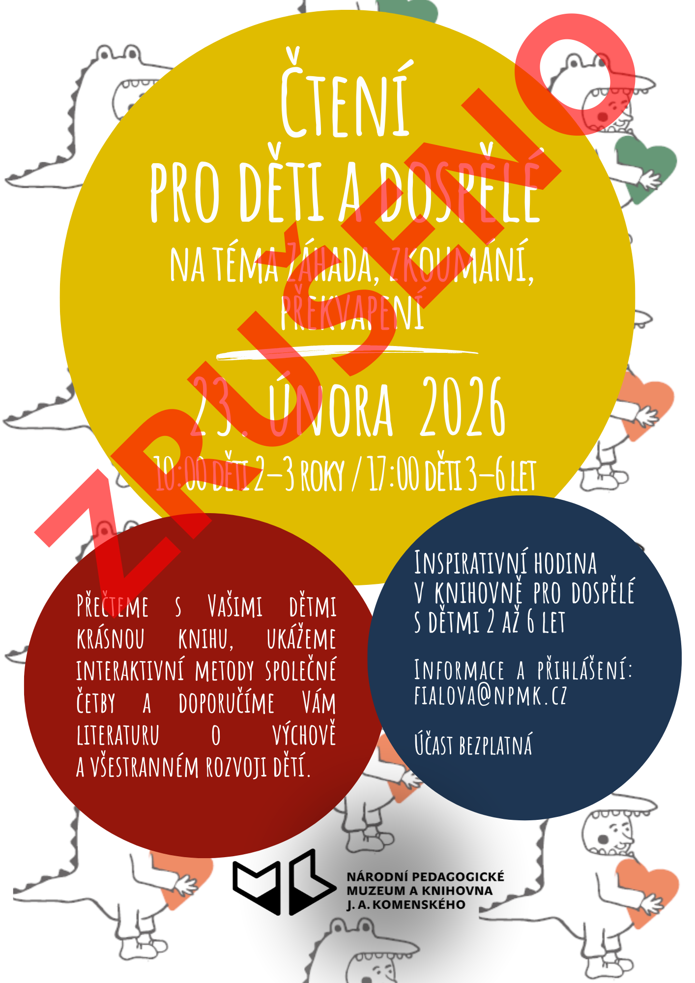 plakát k akci: Čtení pro děti a dospělé na téma záhada, zkoumání, překvapení