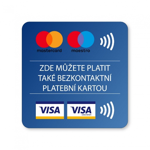 Zde můžete platit také bezkontaktní platební kartou (Mastercard, Maestro, VISA, VISA Electron)
