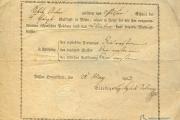 Vysvědčení žáka Antona Kibitze, vydané Hlavní školou v Plzni 28. března 1803.